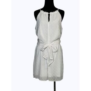 BAR III white swiss dot texture halter romper size Medium